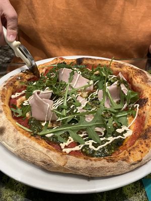 mortadela y pesto  at Pizzi & Dixie in Madrid