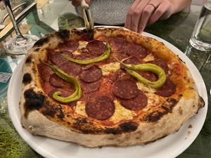 Pepperoni and pickled peppers   at Pizzi & Dixie in Madrid