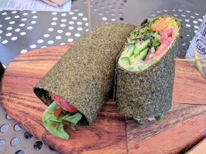 Raw vegan wrap at Lola's Cafe in Ladera Ranch