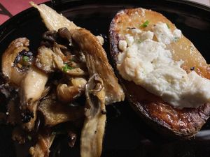 Oyster mushroom and potato (half of the portion, delivered by Wolt service)  at Bana in Tel Aviv