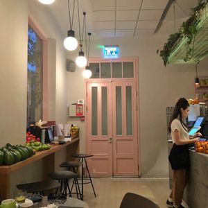 Lovely decor with fresh produce everywhere at Bana in Tel Aviv