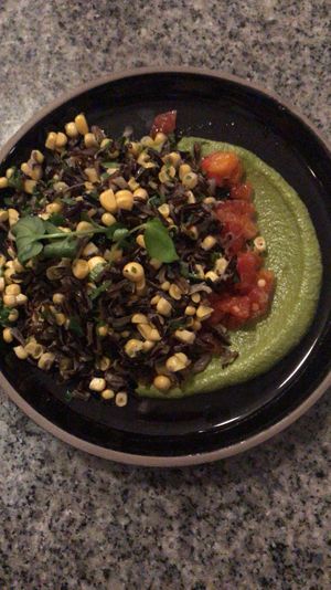 Wild rice with guacamole  at Bana in Tel Aviv