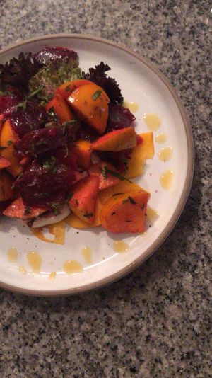 Fresh root vegetables salad  at Bana in Tel Aviv
