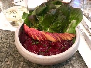 Apricot and beetroot at Bana in Tel Aviv