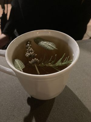 Herbal tea. Lavender, sage, thyme, rosemary. So good!  at Vegan Agrivilla I Pini in San Gimignano