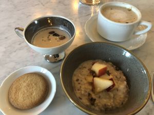 Breakfast 1st course (chicory coffee)  at Vegan Agrivilla I Pini in San Gimignano