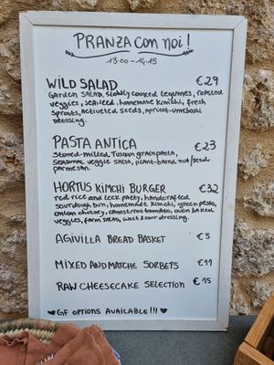 Lunch menu at Vegan Agrivilla I Pini in San Gimignano
