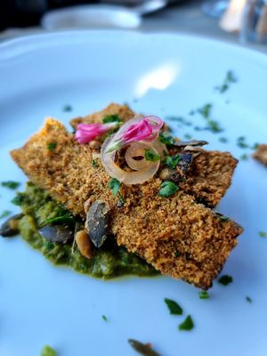 One of the dinner courses at Vegan Agrivilla I Pini in San Gimignano