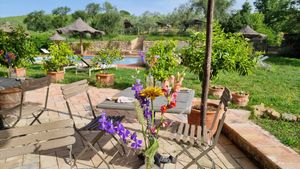 Terrace at Vegan Agrivilla I Pini in San Gimignano