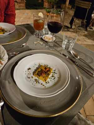 Chickpea dish, tasted like a quiche, it was good! at Vegan Agrivilla I Pini in San Gimignano