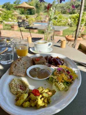 Breakfast plate   at Vegan Agrivilla I Pini in San Gimignano