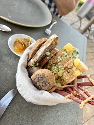 Great bread selection   at Vegan Agrivilla I Pini in San Gimignano