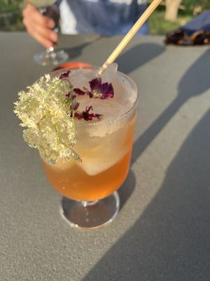 botanical mocktail (extremely good!!)  at Vegan Agrivilla I Pini in San Gimignano