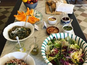 Part of the breakfast buffet  at Vegan Agrivilla I Pini in San Gimignano