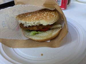 One very dry falafel burger at Bar Meeting in Sorrento