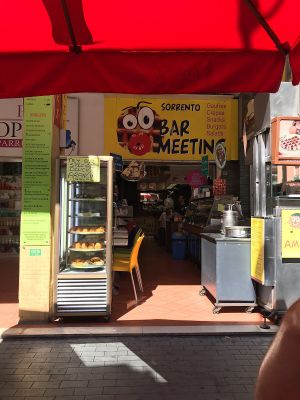 View of the restaurant front from the outside tables  at Bar Meeting in Sorrento