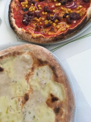 Vegan (4 Cheese) & Mexican Pizza  at La Taverna di Pulcinella in Pisa
