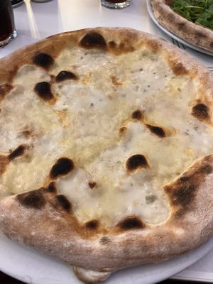 Four cheeses vegan pizza   at La Taverna di Pulcinella in Pisa