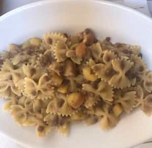 Farfalle con ragù di lenticchie e porcini  at La Taverna di Pulcinella in Pisa