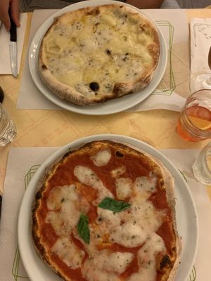 Both pizzas  at La Taverna di Pulcinella in Pisa