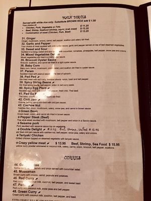 Tofu option on all main dishes   at Thai Villa  in Winter Park