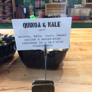 vegan options clearly labeled at Farm to Ladle in Alpharetta