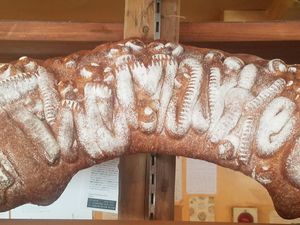 sign made of bread at The Market in Okayama