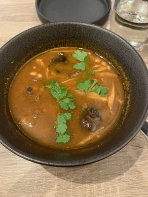 Spicy mushroom soup  at Beyond Sushi in New York City