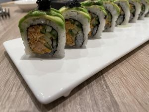Charred avo roll at Beyond Sushi in New York City