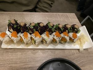 Mushroom and Spicy tuna roll at Beyond Sushi in New York City