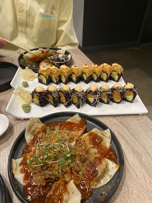Dumplings and rolls at Beyond Sushi in New York City