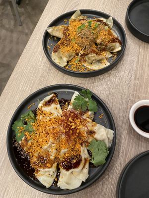 5 spice chicken and Truffle/ mushroom dumplings  at Beyond Sushi in New York City