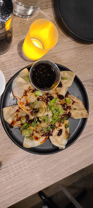 Spicy "beef" dumplings... full chefs kiss! at Beyond Sushi in New York City