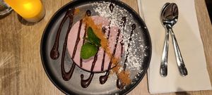 Ube cheesecake at Beyond Sushi in New York City