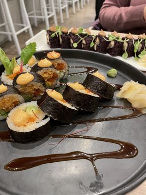 Great vegan sushi rolls  at Beyond Sushi in New York City