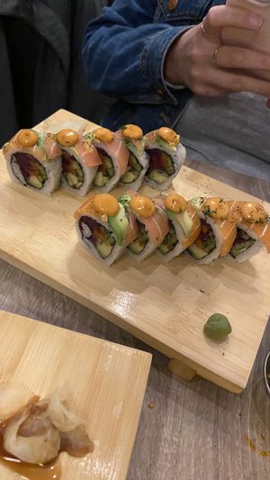 Rainbow roll  at Beyond Sushi in New York City