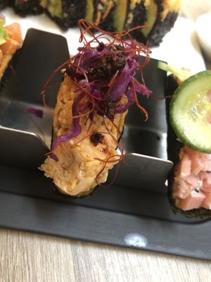 Crab in nori taco sampler 15  at Beyond Sushi in New York City