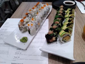 Spicy "Tuna", Philadelphia, Mighty Mushroom, Charred Avocado at Beyond Sushi in New York City