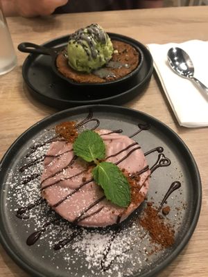 Cheesecake and skillet cookie at Beyond Sushi in New York City