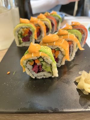 Rainbow roll  at Beyond Sushi in New York City