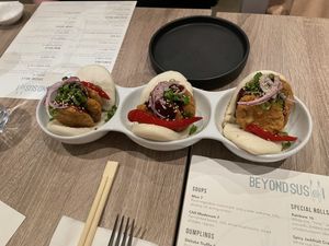 Fried chik’n bao  at Beyond Sushi in New York City