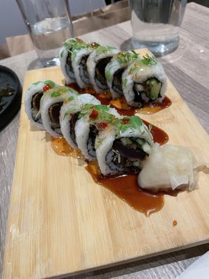 Ube crunch roll  at Beyond Sushi in New York City