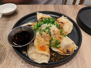 Impossible meat dumplings  at Beyond Sushi in New York City