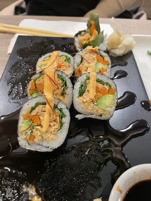 Jackfruit “crab” rolls  at Beyond Sushi in New York City