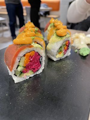 Rainbow roll  at Beyond Sushi in New York City