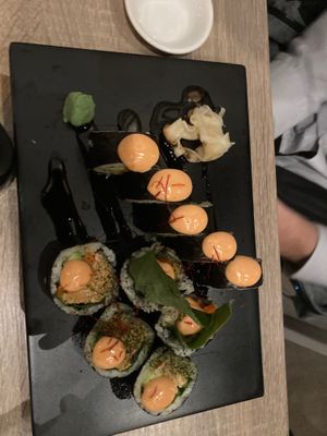 Spicy jackfruit roll at Beyond Sushi in New York City