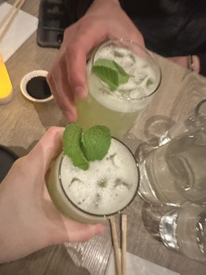 Lychee melon drinks!!  at Beyond Sushi in New York City