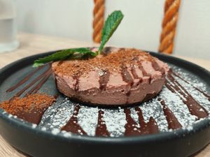 ube cashew cheescake at Beyond Sushi in New York City