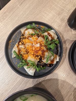 Pork dumplings at Beyond Sushi in New York City