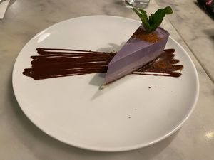 Ube Cheesecake ($14) at Beyond Sushi in New York City